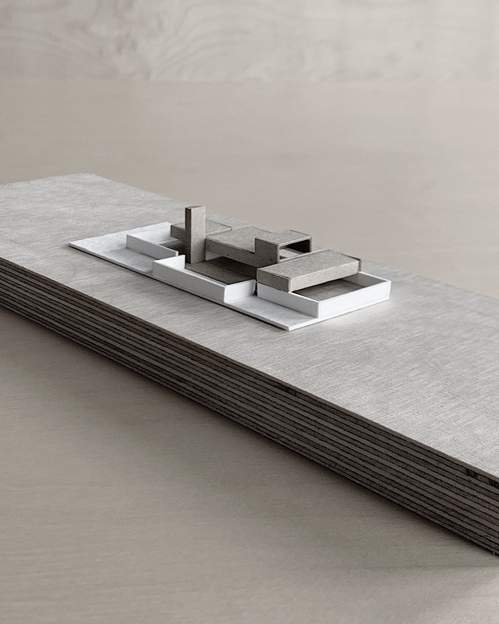 Model in Bockingford watercolour card and brown craft card at 1:500